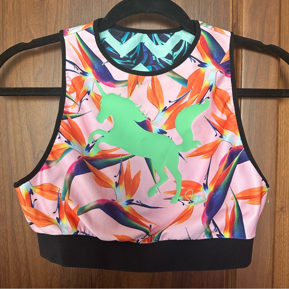 Sophia Webster x puma reversible unicorn work out crop top